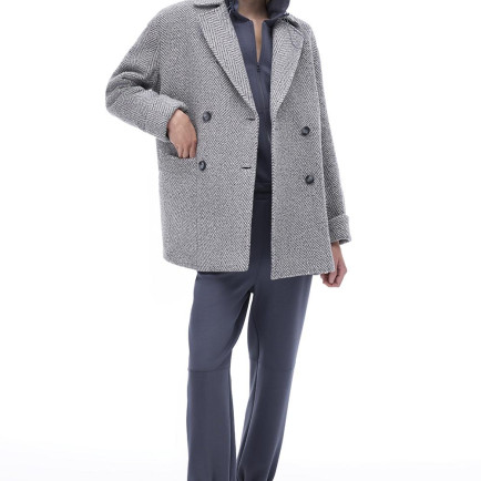 Ardens Regular Fit Kısa Boy Takma Kol Erkek Yaka Gri ekru Kaban