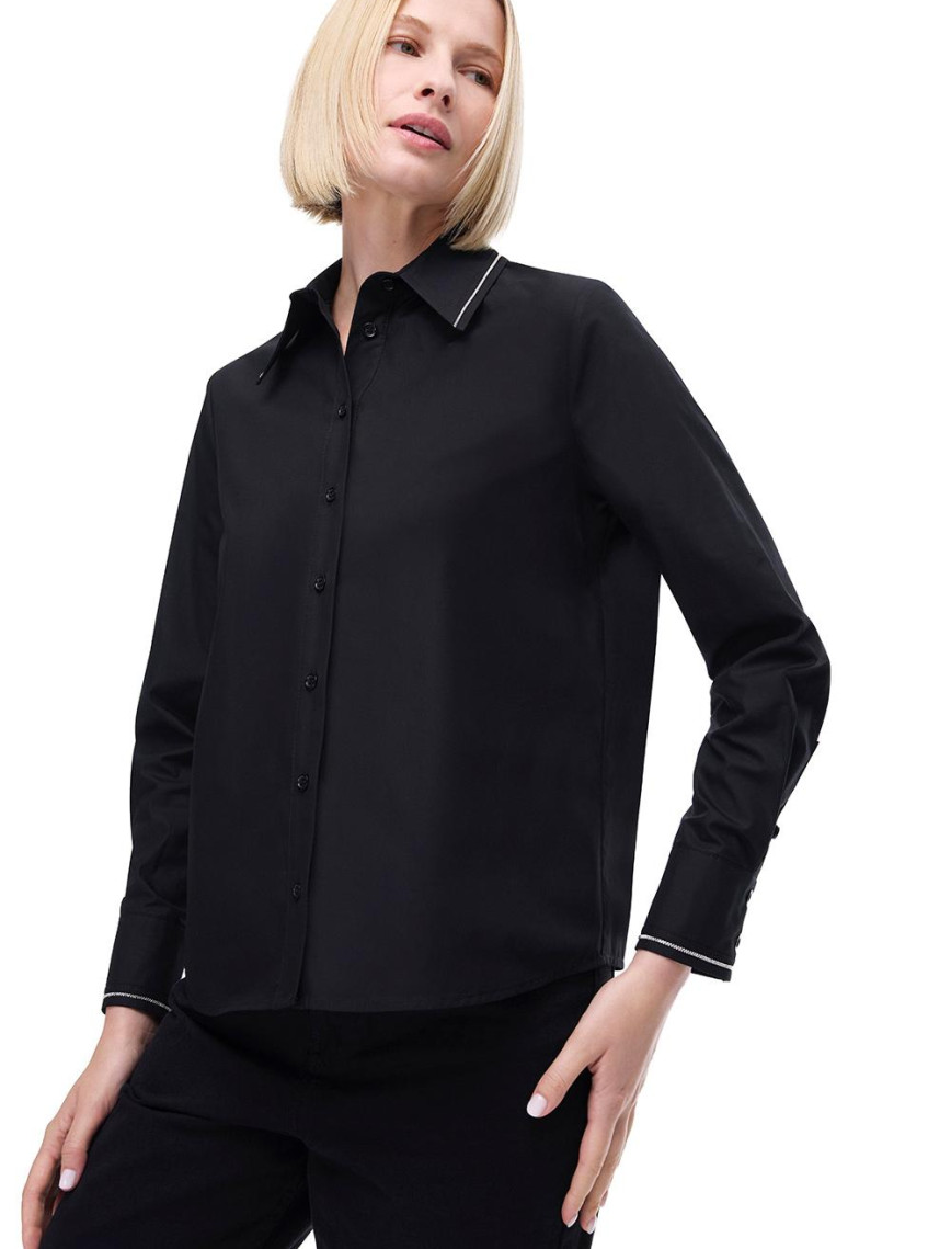 Amelias Regular Fit Standart Boy Takma Kol Gömlek Yaka Siyah Gömlek Amelias Regular Fit Standart Boy Takma Kol Gömlek Yaka Siyah Gömlek