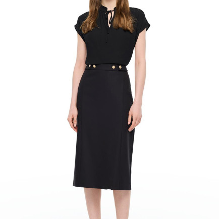 Siyah Dellas Regular Fit Yüksek Bel Standart Boy Etek Siyah Dellas Regular Fit Yüksek Bel Standart Boy Etek