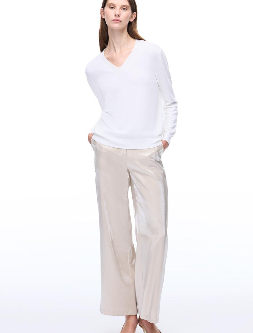 Triko Rahat Kalıp Standart Boy Takma Kol V-Yaka Siyah Kazak