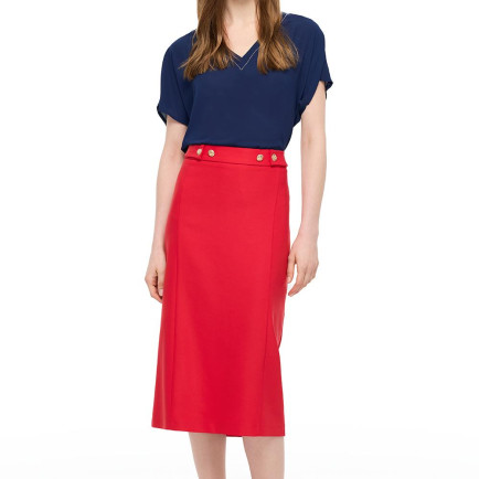 Kırmızı Dellas Regular Fit Yüksek Bel Standart Boy Etek Kırmızı Dellas Regular Fit Yüksek Bel Standart Boy Etek