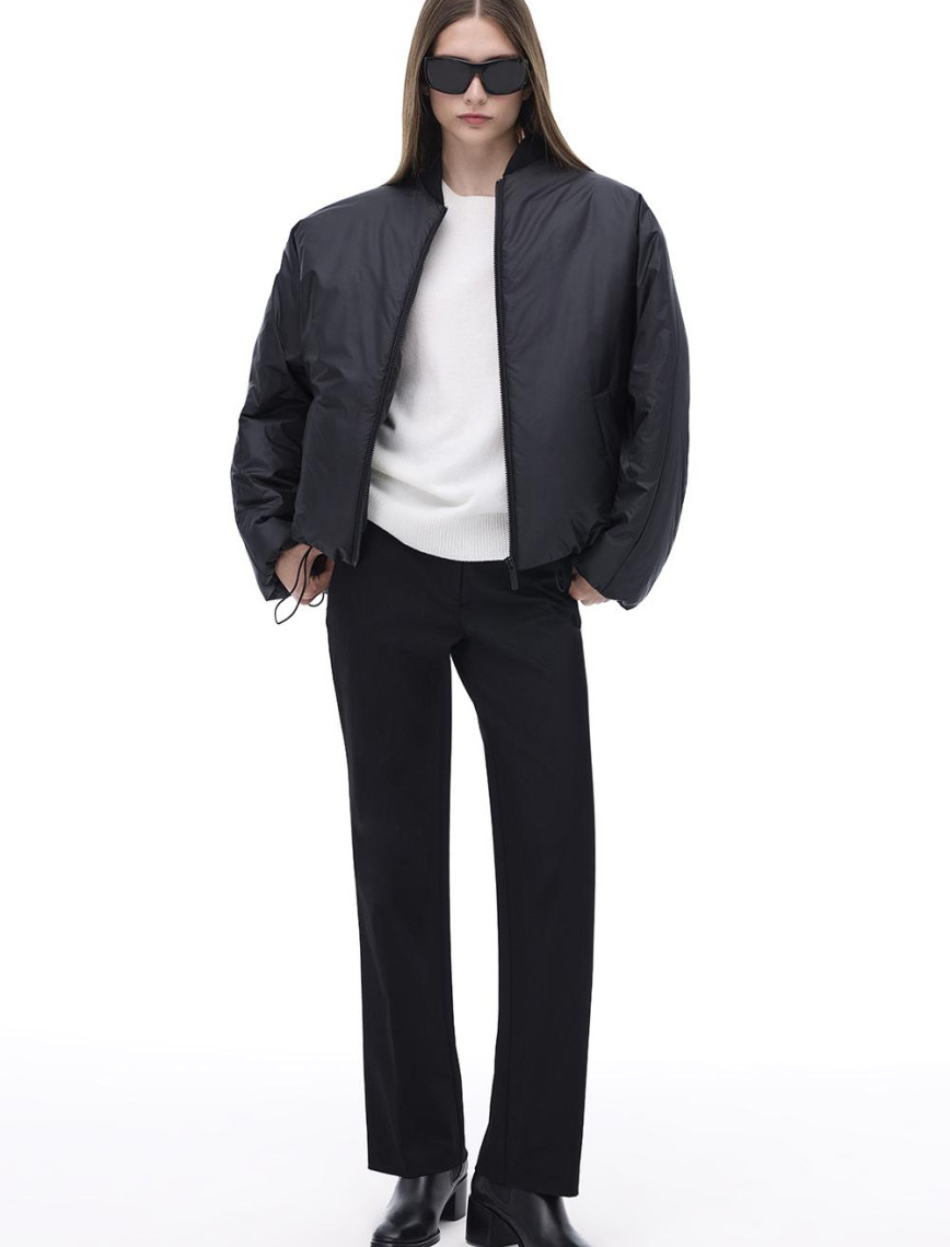 Awans Rahat Kalıp Standart Boy Düşük Kollu Bisiklet Yaka Siyah Mont Awans Rahat Kalıp Standart Boy Düşük Kollu Bisiklet Yaka Siyah Mont