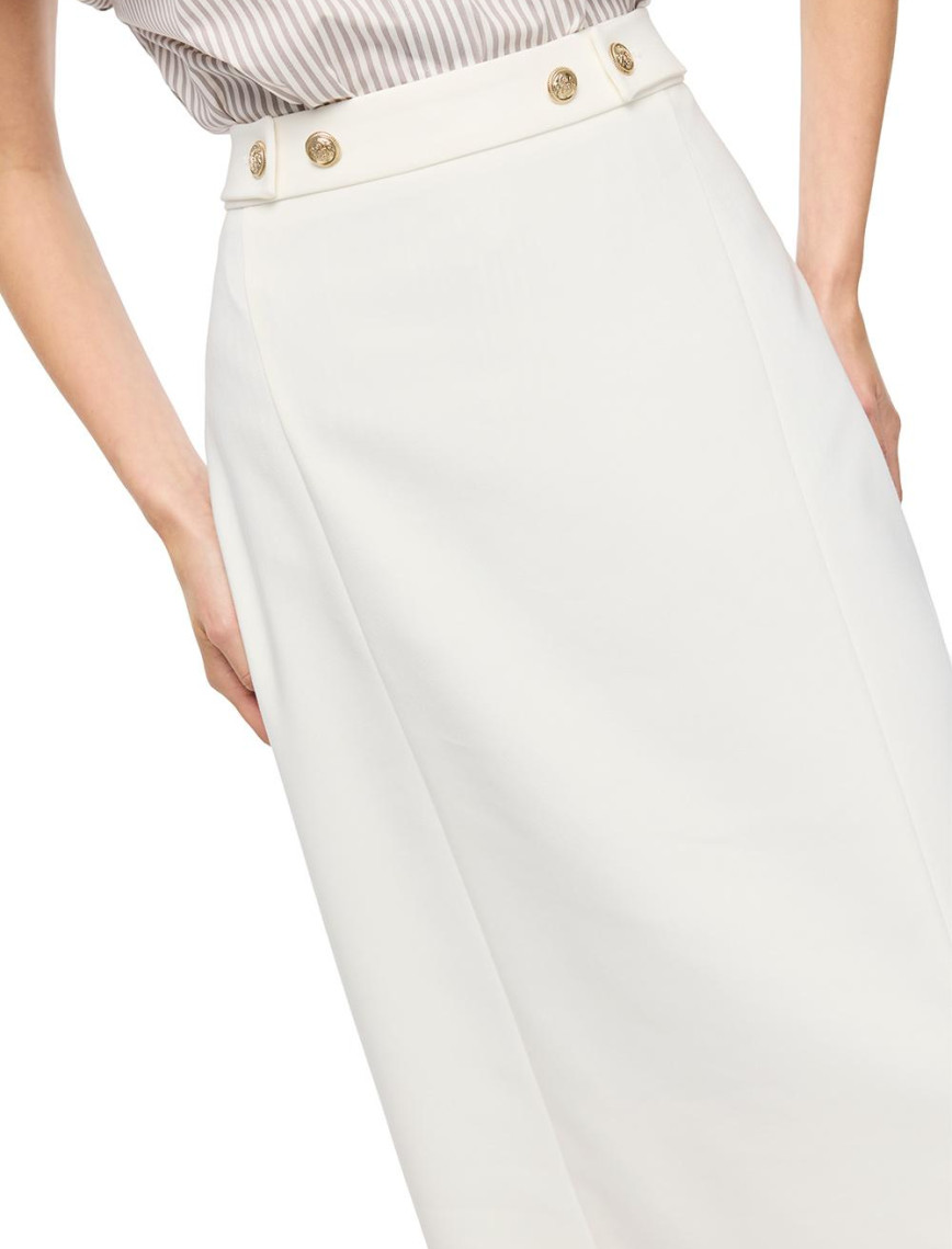 Beyaz Dellas Regular Fit Yüksek Bel Standart Boy Etek