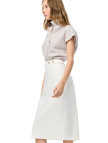 Beyaz Dellas Regular Fit Yüksek Bel Standart Boy Etek
