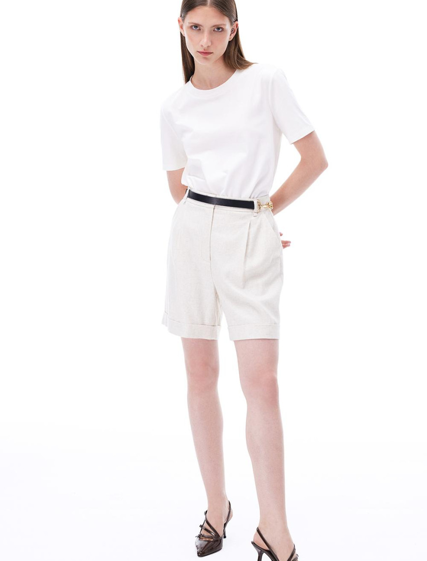 Monostar Regular Fit Boru Paça Bej Renk Kadın Şort Monostar Regular Fit Boru Paça Bej Renk Kadın Şort