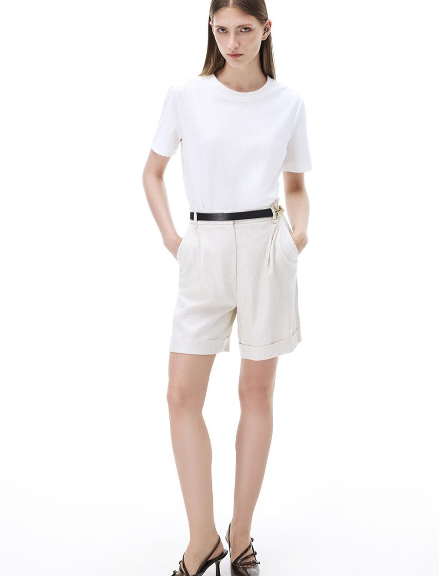 Monostar Regular Fit Boru Paça Bej Renk Kadın Şort Monostar Regular Fit Boru Paça Bej Renk Kadın Şort