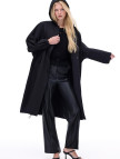 Capellas Rahat Kalıp Midi Boy Düşük Kollu Kapüşonlu Siyah Trençkot Capellas Rahat Kalıp Midi Boy Düşük Kollu Kapüşonlu Siyah Trençkot