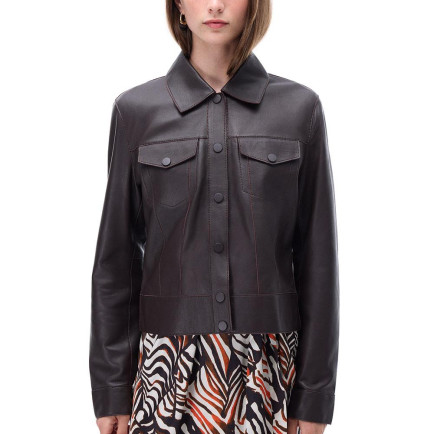 Aurens Slim Fit Kısa Boy Takma Kol Gömlek Yaka Kahverengi Ceket