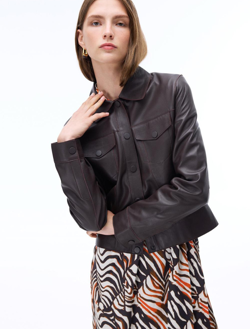 Aurens Slim Fit Kısa Boy Takma Kol Gömlek Yaka Kahverengi Ceket Aurens Slim Fit Kısa Boy Takma Kol Gömlek Yaka Kahverengi Ceket