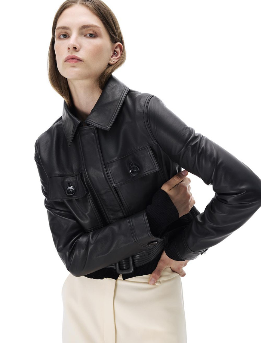 Aurens Slim Fit Kısa Boy Takma Kol Gömlek Yaka Siyah Ceket Aurens Slim Fit Kısa Boy Takma Kol Gömlek Yaka Siyah Ceket