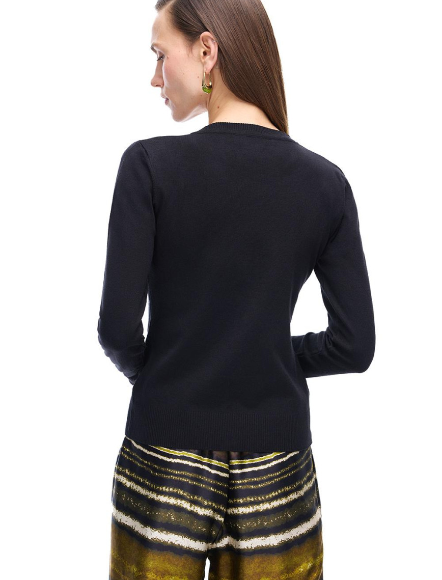 Siyah Triko Rahat Kalıp Bisiklet Yaka Triko Hırka Siyah Triko Rahat Kalıp Bisiklet Yaka Triko Hırka