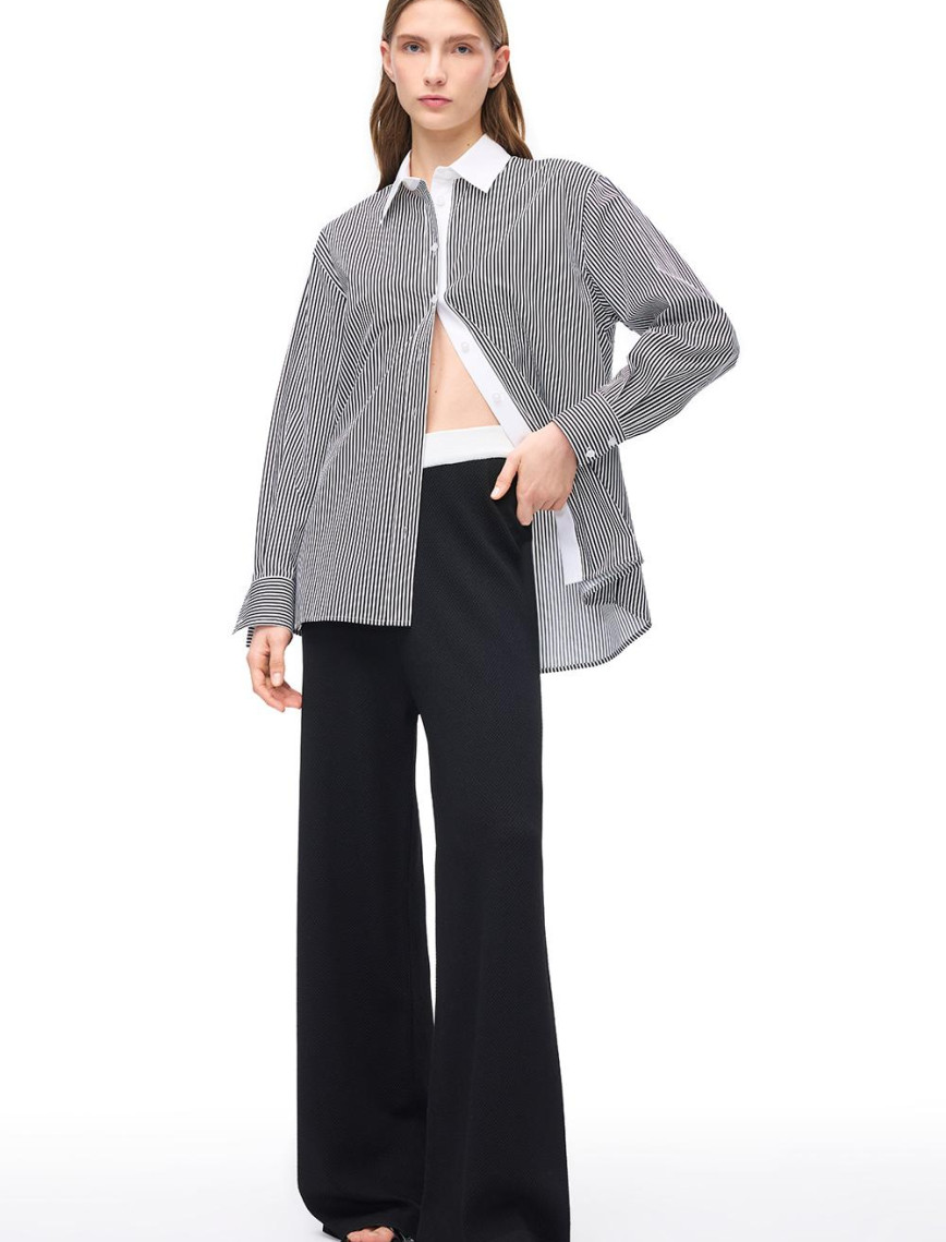 Siyah Beyaz İnnas Rahat Kalıp Uzun Kol Gömlek Siyah Beyaz İnnas Rahat Kalıp Uzun Kol Gömlek