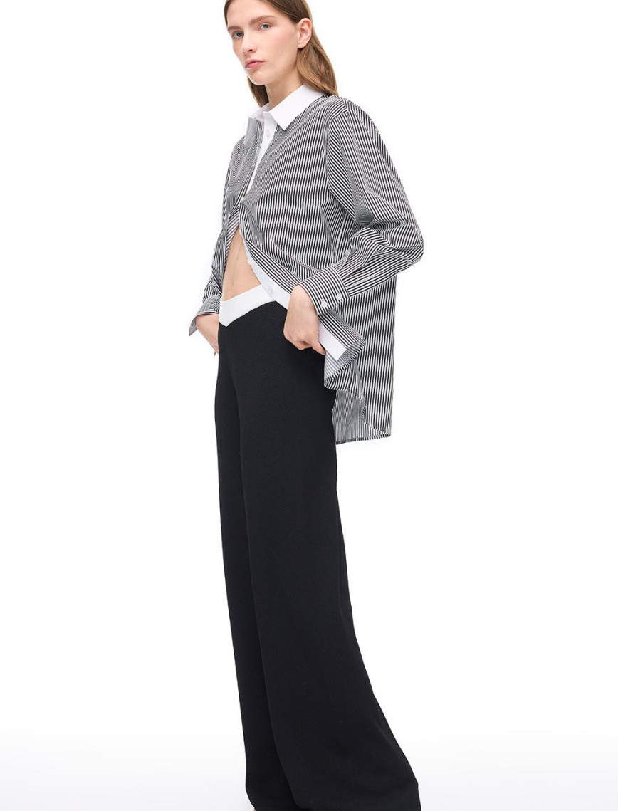 Siyah Beyaz İnnas Rahat Kalıp Uzun Kol Gömlek Siyah Beyaz İnnas Rahat Kalıp Uzun Kol Gömlek