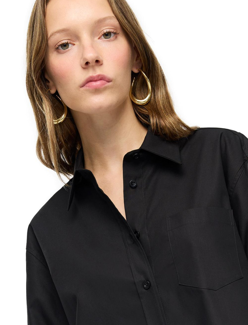 Siyah Albas Rahat Kalıp Uzun Kol Gömlek