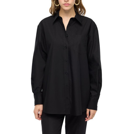 Siyah Albas Rahat Kalıp Uzun Kol Gömlek