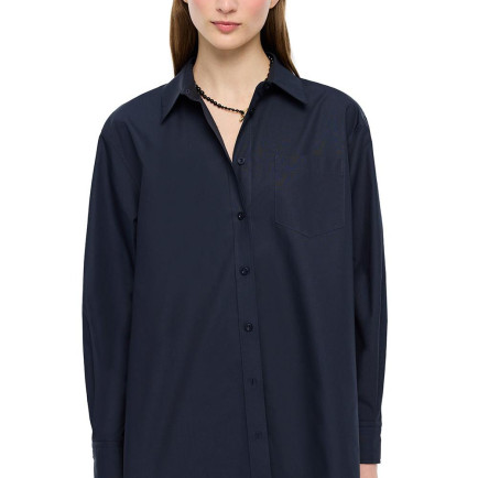 Lacivert Albas Rahat Kalıp Uzun Kol Gömlek