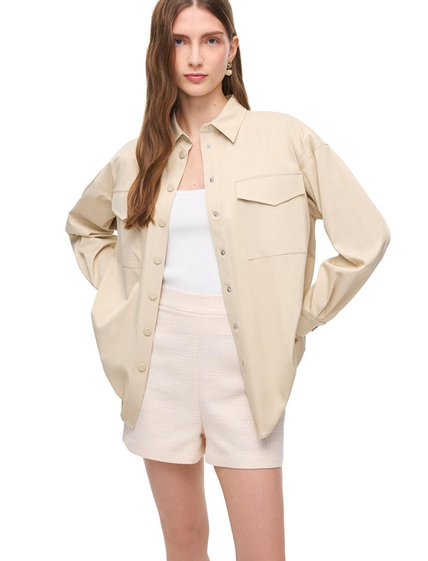 Bej Kalsit Rahat Kalıp Uzun Kol Gömlek Bej Kalsit Rahat Kalıp Uzun Kol Gömlek