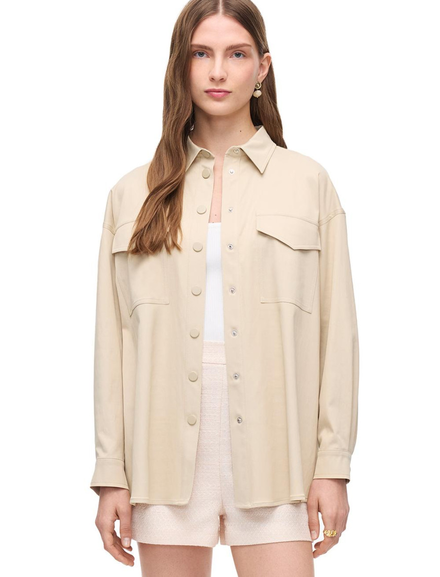 Bej Kalsit Rahat Kalıp Uzun Kol Gömlek Bej Kalsit Rahat Kalıp Uzun Kol Gömlek