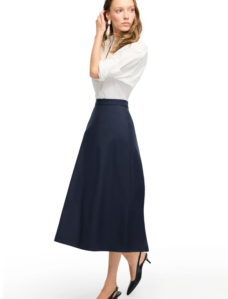 Lacivert Gemas Regular Fit Yüksek Bel Midi Boy Etek Lacivert Gemas Regular Fit Yüksek Bel Midi Boy Etek