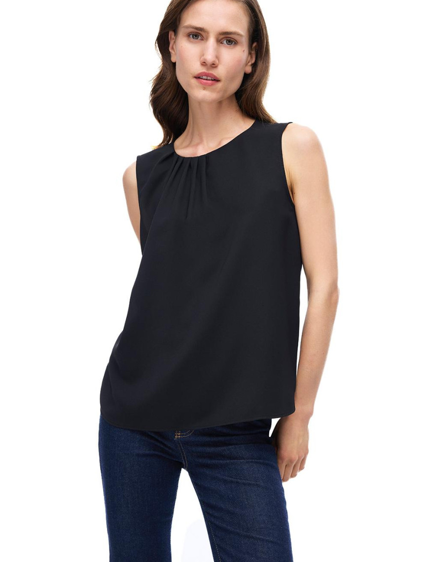 Farewell Regular Fit Standart Boy Sıfır Kol Bisiklet Yaka Nude Bluz