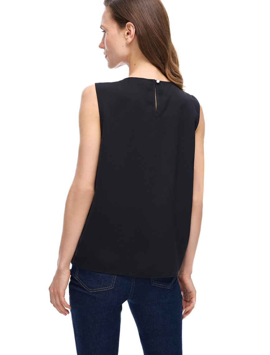 Farewell Regular Fit Standart Boy Sıfır Kol Bisiklet Yaka Siyah Bluz