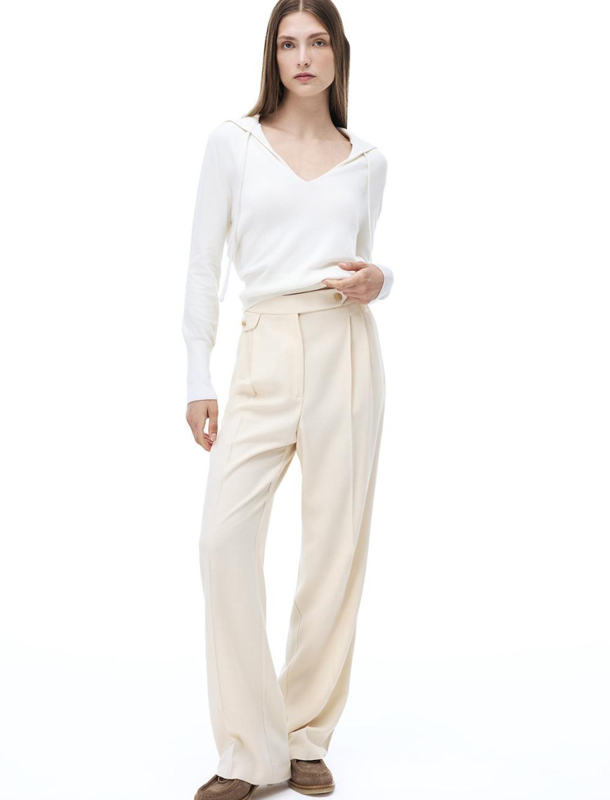 Seras Rahat Kalıp Uzun Boy Geniş Paça Bej Renk Kadın Pantolon Seras Rahat Kalıp Uzun Boy Geniş Paça Bej Renk Kadın Pantolon