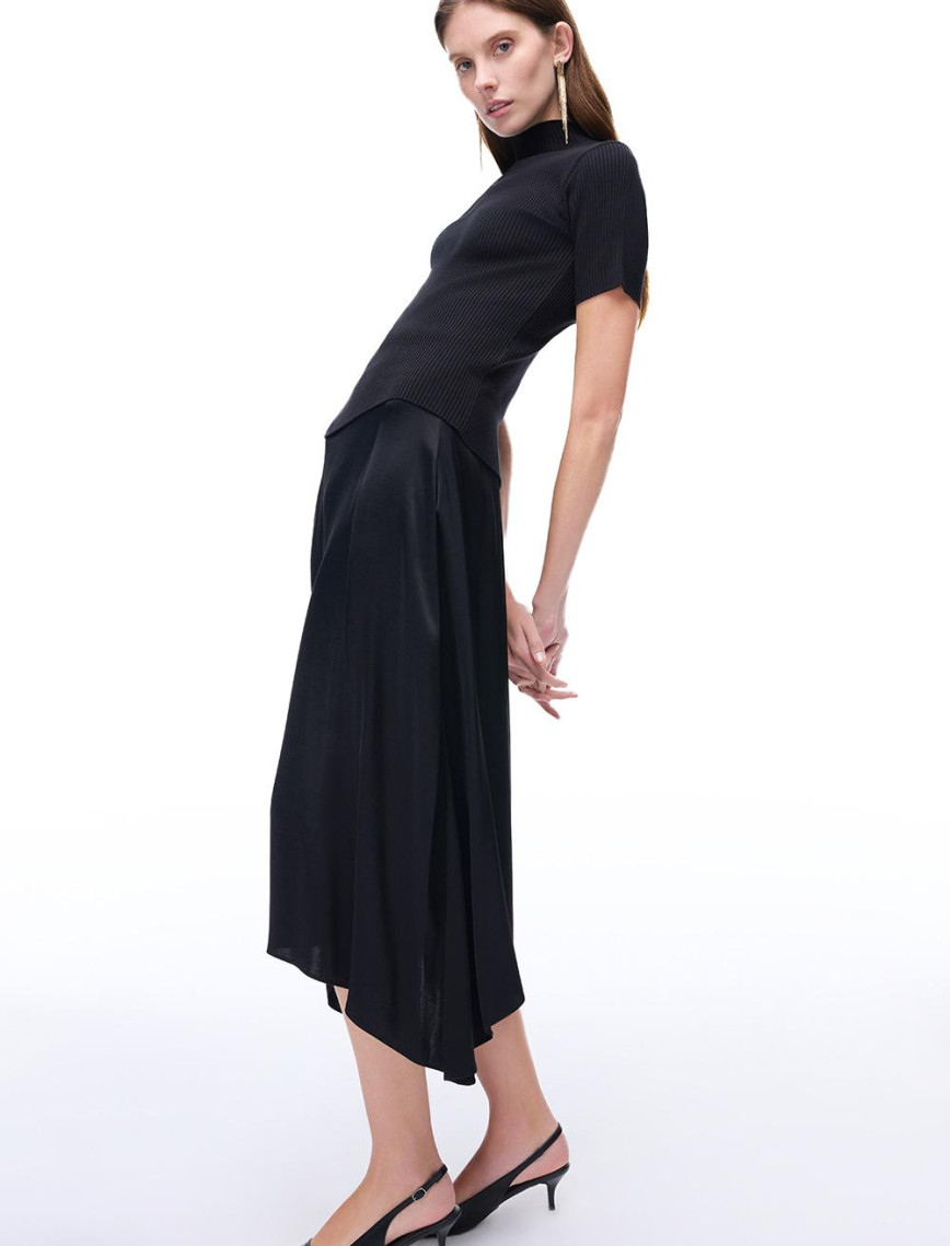 Fermuarlı Yüksek Bel Midi Etek Fermuarlı Yüksek Bel Midi Etek