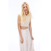 Seras Regular Fit Sıfır Kol Yuvarlak Yaka Bej Renk Kadın Bluz Seras Regular Fit Sıfır Kol Yuvarlak Yaka Bej Renk Kadın Bluz