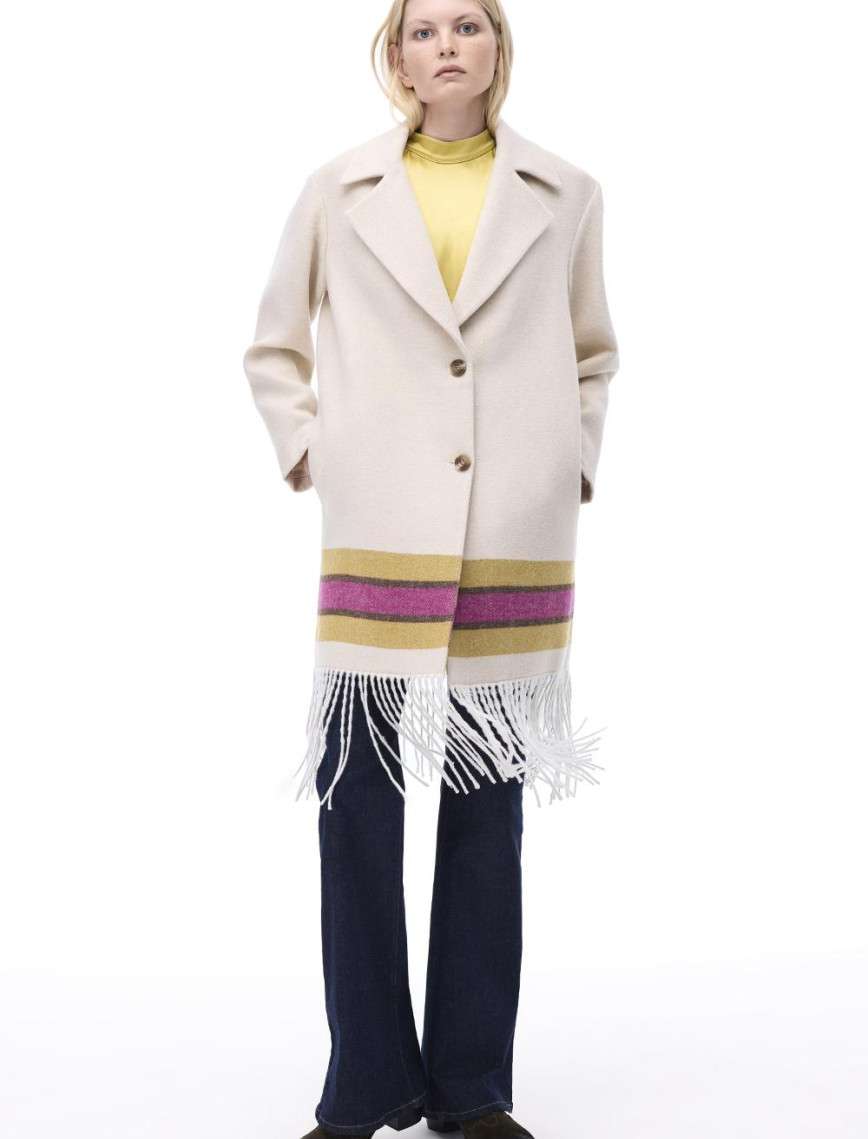 Pleasant Rahat Kalıp Diz Boy Ceket Yaka Bej Renk Kadın Kaban Pleasant Rahat Kalıp Diz Boy Ceket Yaka Bej Renk Kadın Kaban