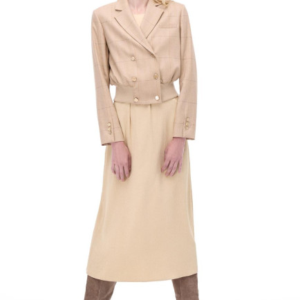 Untimely Regular Fit Balıksırtı Desenli Takma Kol Devetüyü Renk Kadın Ceket