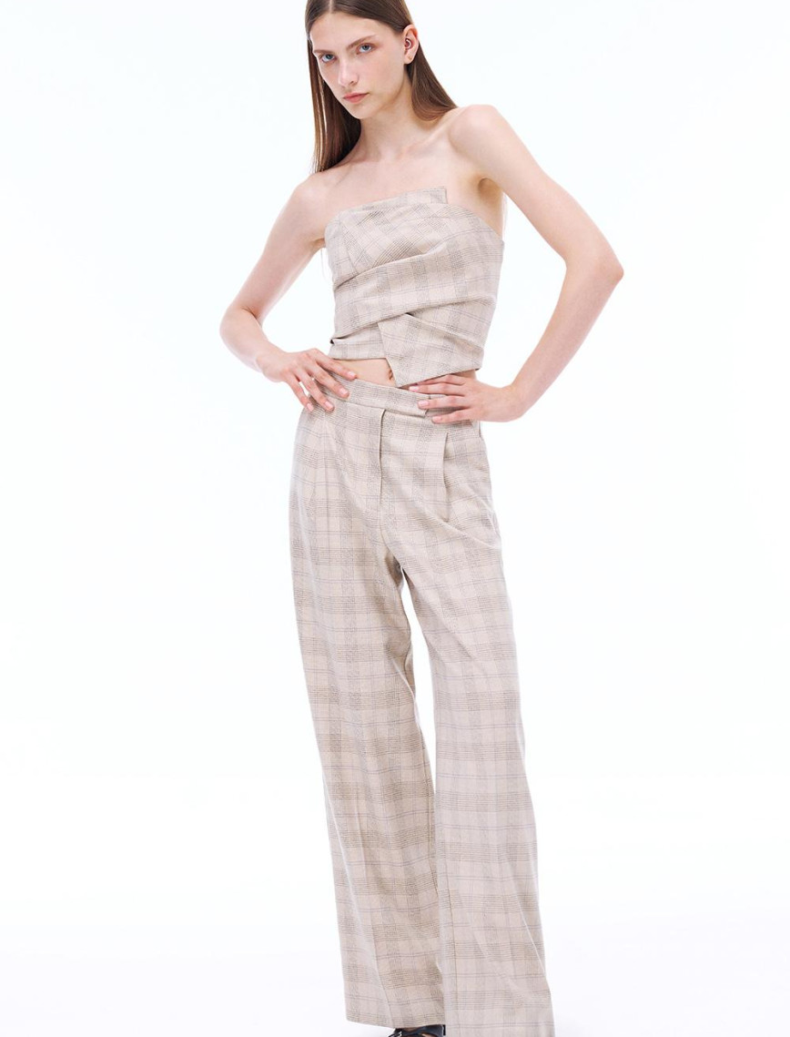 Daysee Ekose Desenli Bej Renk Kadın Bluz Daysee Ekose Desenli Bej Renk Kadın Bluz