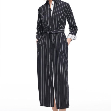 Siyah Toris Rahat Kalıp Diz Boy Elbise