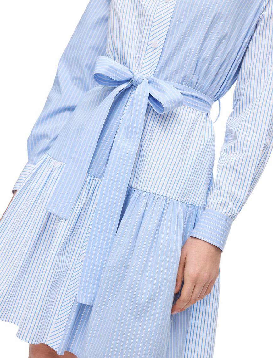Mavi Beyaz Bowens Regular Fit Çizgili Mini Boy Elbise Mavi Beyaz Bowens Regular Fit Çizgili Mini Boy Elbise