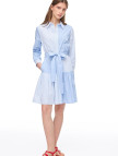 Mavi Beyaz Bowens Regular Fit Çizgili Mini Boy Elbise Mavi Beyaz Bowens Regular Fit Çizgili Mini Boy Elbise