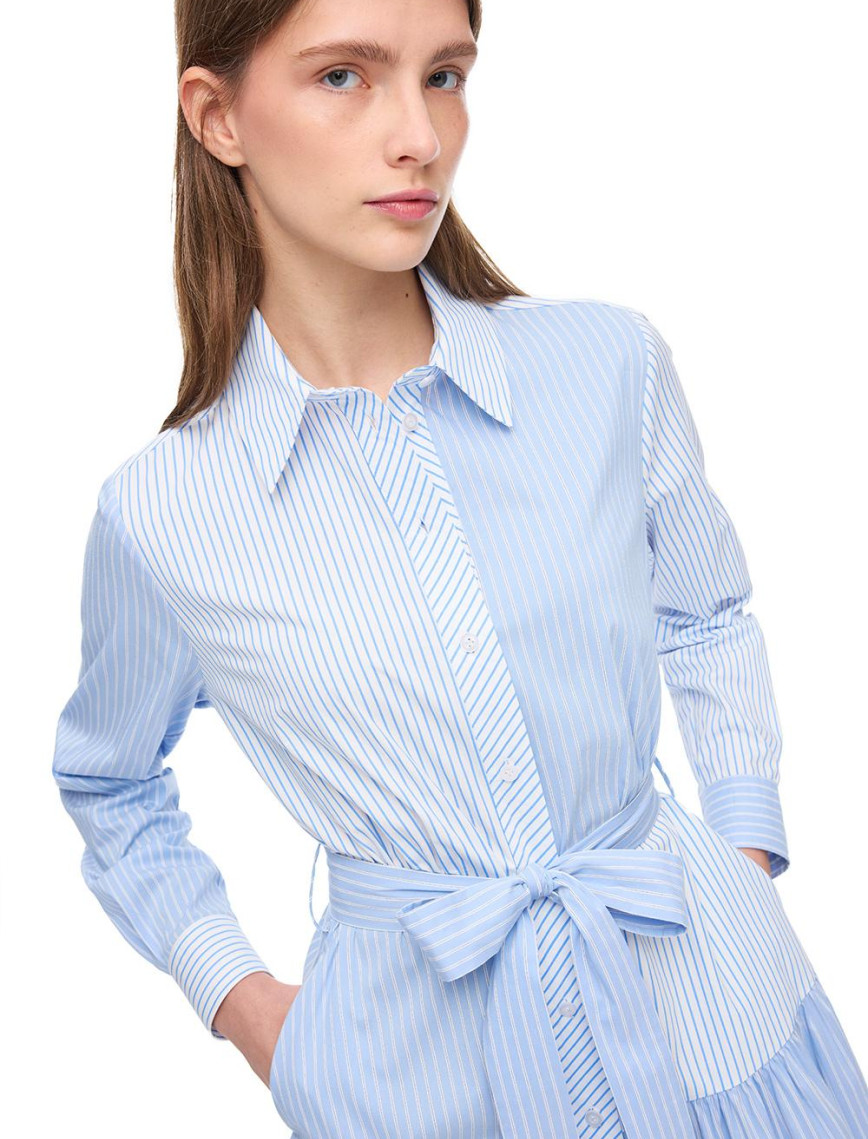 Mavi Beyaz Bowens Regular Fit Çizgili Mini Boy Elbise Mavi Beyaz Bowens Regular Fit Çizgili Mini Boy Elbise