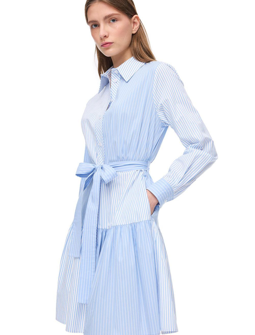 Mavi Beyaz Bowens Regular Fit Çizgili Mini Boy Elbise Mavi Beyaz Bowens Regular Fit Çizgili Mini Boy Elbise