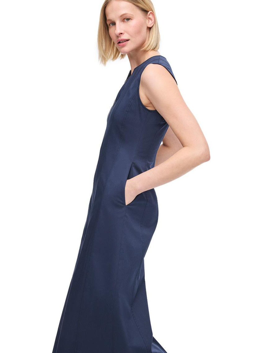 Keten Karışımlı Fermuarlı Uzun Elbise