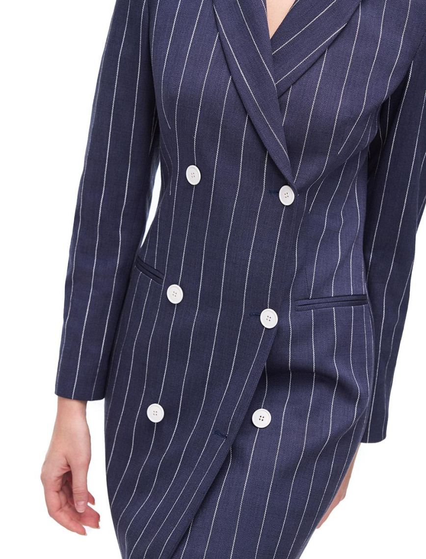 Çizgili Erkek Yaka Düğmeli Elbise Çizgili Erkek Yaka Düğmeli Elbise