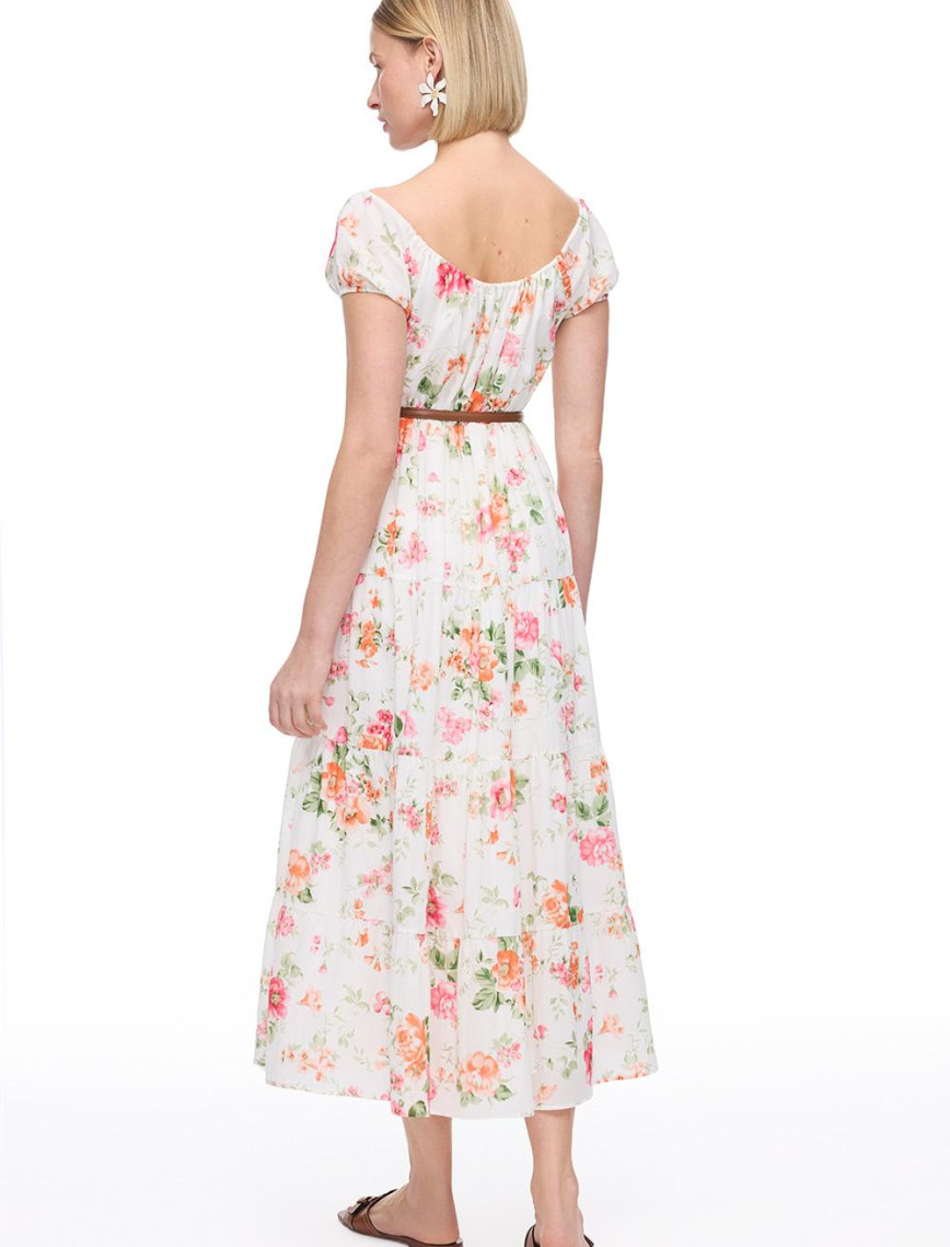 Ekru Clios Regular Fit Çiçekli Uzun Boy Elbise Ekru Clios Regular Fit Çiçekli Uzun Boy Elbise