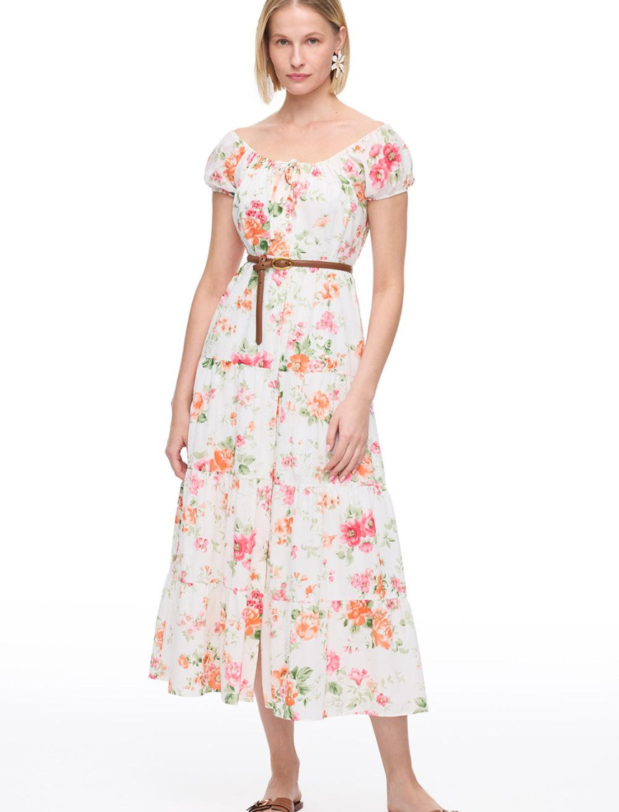 Ekru Clios Regular Fit Çiçekli Uzun Boy Elbise Ekru Clios Regular Fit Çiçekli Uzun Boy Elbise