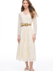 Krem İolite Regular Fit Çiçekli Midi Boy Elbise Krem İolite Regular Fit Çiçekli Midi Boy Elbise