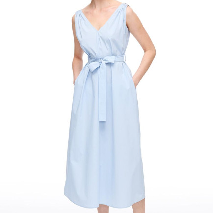 Mavi Reps Rahat Kalıp Diz Boy Elbise