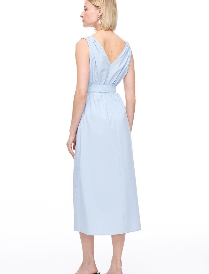 Mavi Reps Rahat Kalıp Diz Boy Elbise Mavi Reps Rahat Kalıp Diz Boy Elbise