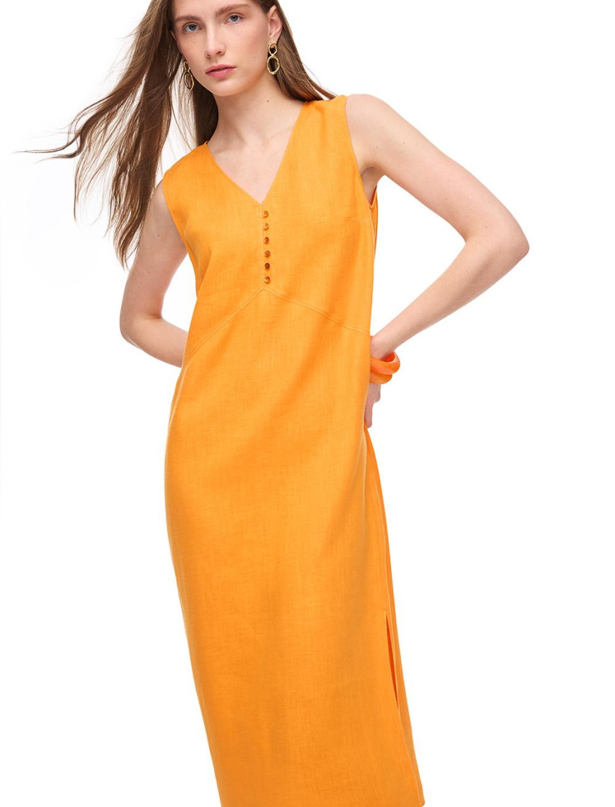 Turuncu Holas Regular Fit Düz Midi Boy Elbise Turuncu Holas Regular Fit Düz Midi Boy Elbise