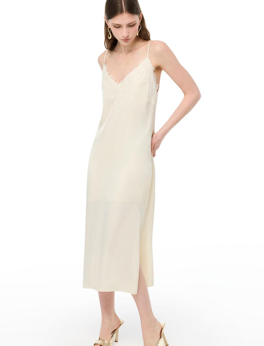 V-Yaka Fermuarlı Diz Altı Rayon Elbise V-Yaka Fermuarlı Diz Altı Rayon Elbise