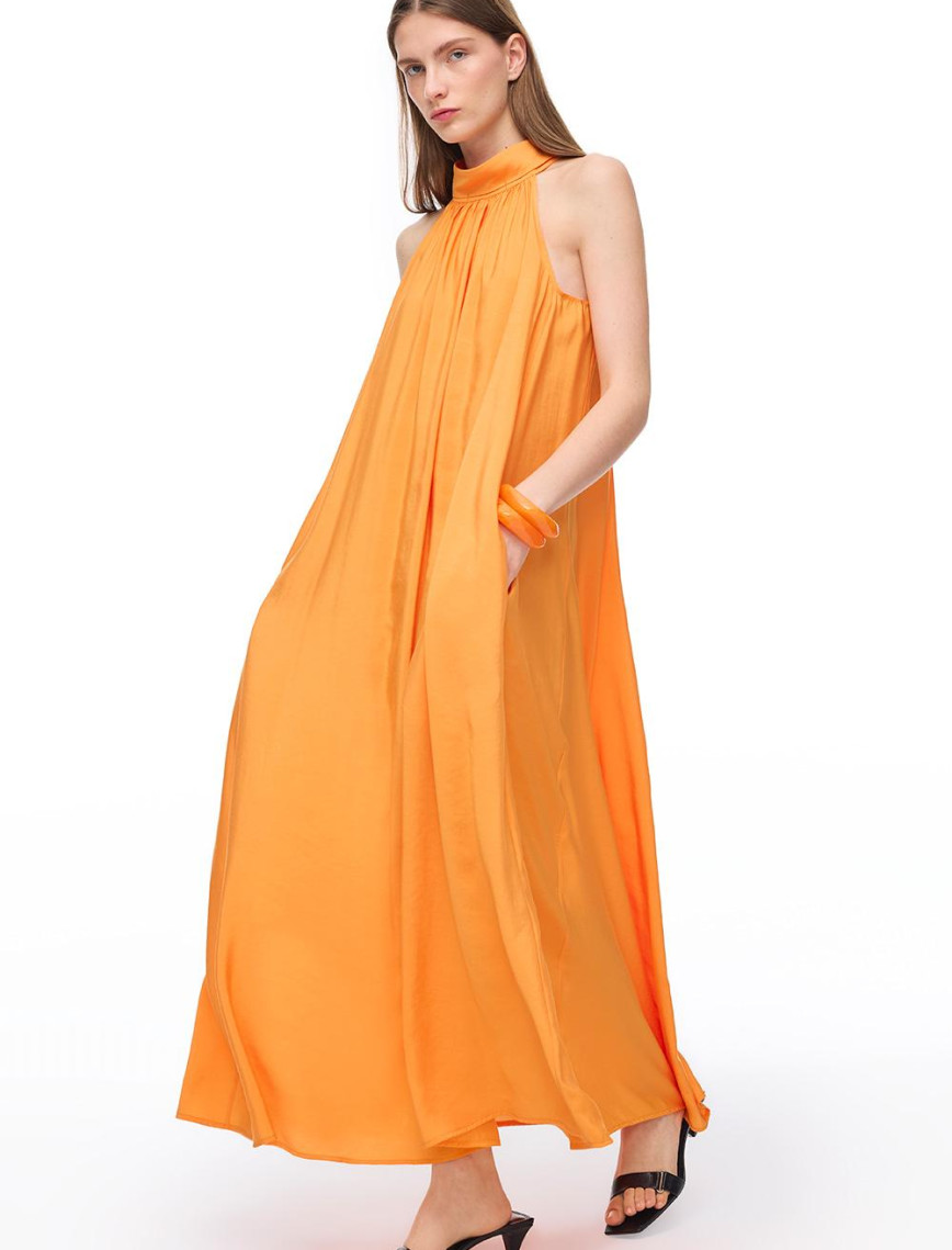 Turuncu Decisive Rahat Kalıp Diz Altı Elbise Turuncu Decisive Rahat Kalıp Diz Altı Elbise