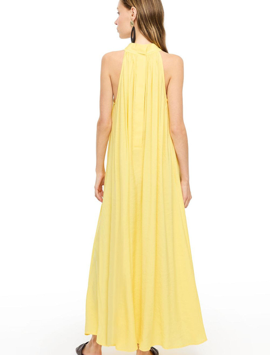 Sarı Decisive Rahat Kalıp Diz Altı Elbise