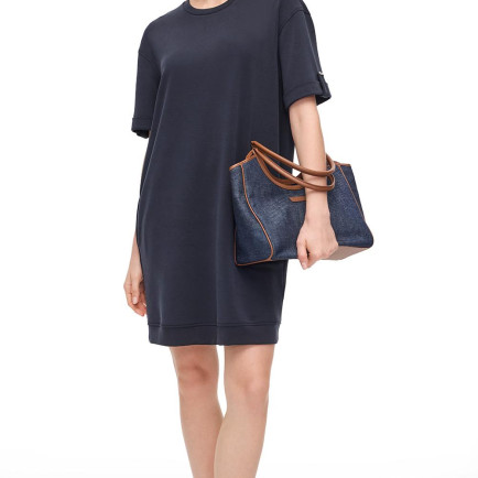 Siyah Elkes Rahat Kalıp Düz Diz Üstü Elbise