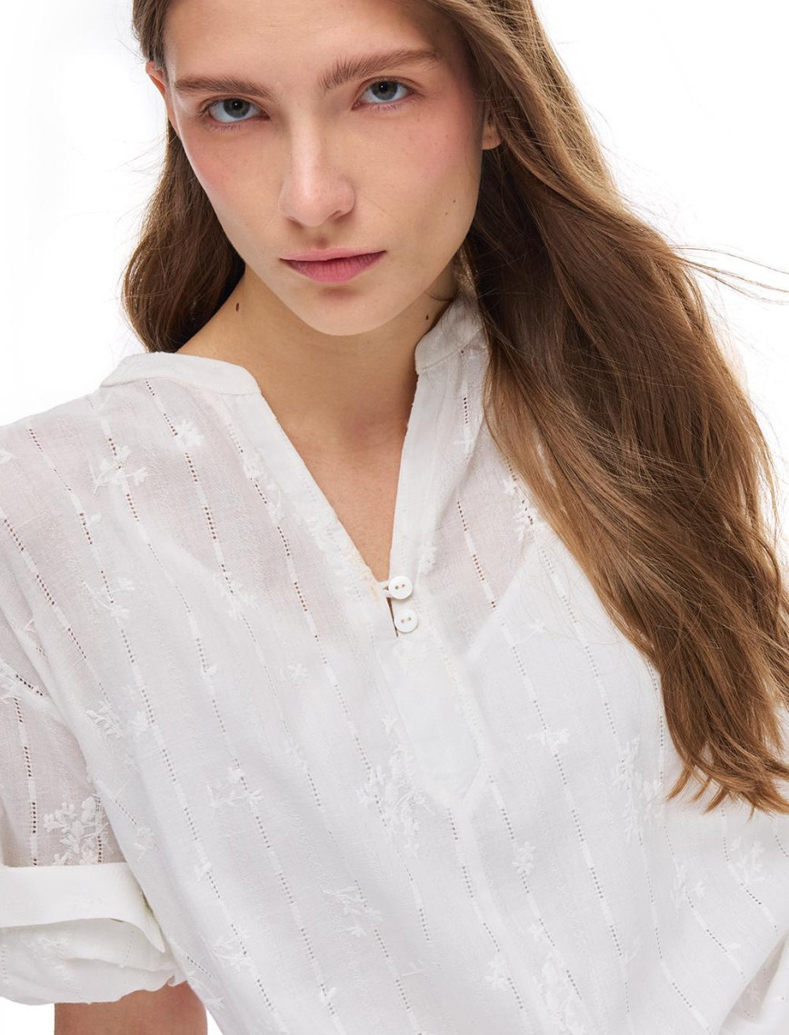 Beyaz Ametrin Rahat Kalıp Diz Altı Elbise Beyaz Ametrin Rahat Kalıp Diz Altı Elbise