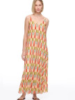 V-Yaka Askılı Geometrik Desenli Uzun Elbise V-Yaka Askılı Geometrik Desenli Uzun Elbise